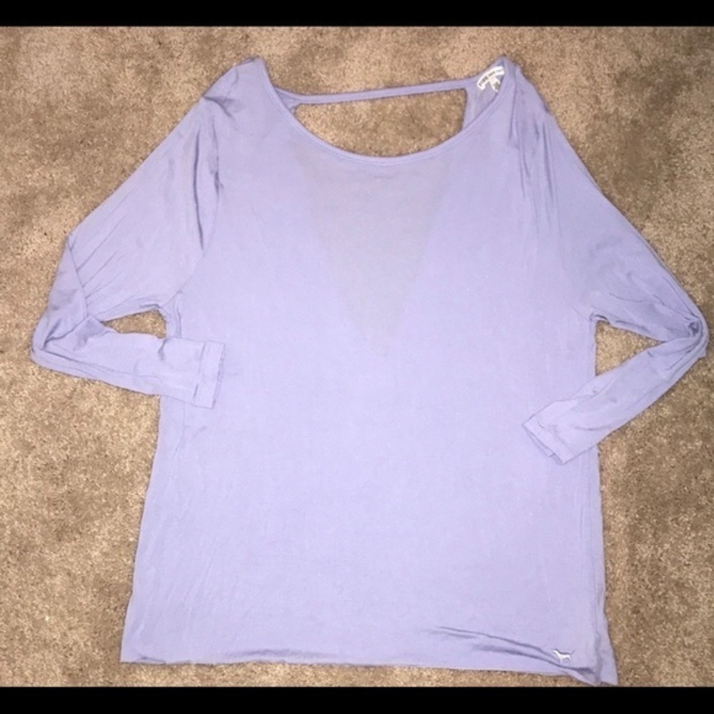 🆕 VS Pink  Open Back periwinkle Blue Long Sleeve - Picture 7 of 9